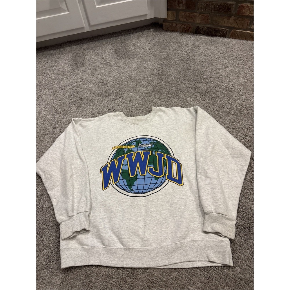 WWJD Global University What Would Jesus Do Sweatshirt Size XL World Rare Church